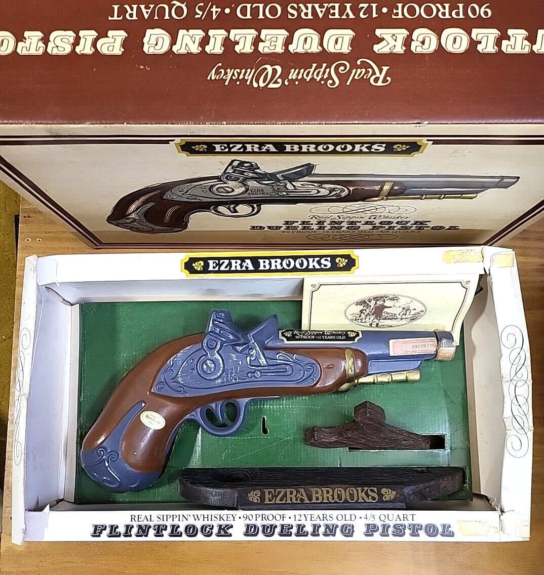 Vintage 1960's Ezra Brooks Flint Lock Dueling Pistol Whiskey