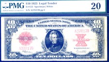 1923, $10 FR 123 Large Size Legal PMG 20