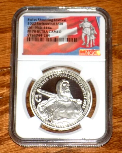 2022 Switzerland S50F Swiss Shooting Festival Uri Hab-116a Coin NGC PF70 ULCAMEO