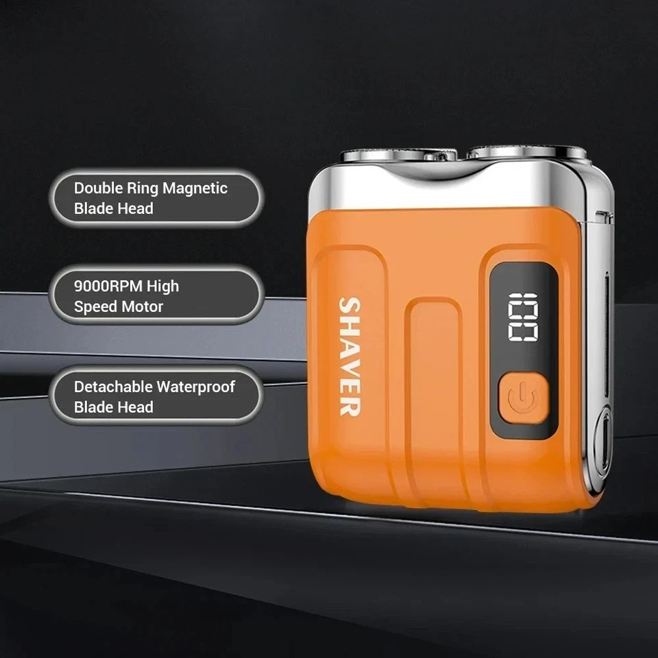 Portable Electric Beard Shaver Men Rechargeable Rotary Dual Head Mini ...