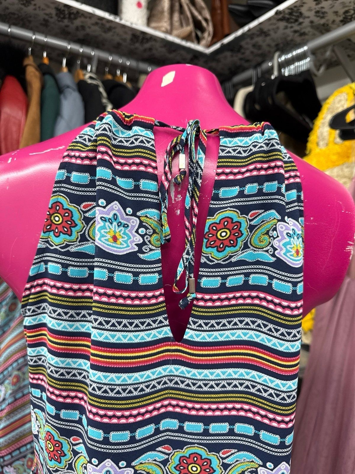 NY&CO Multicolor multi Pattern Halter Sleeveless … - image 4