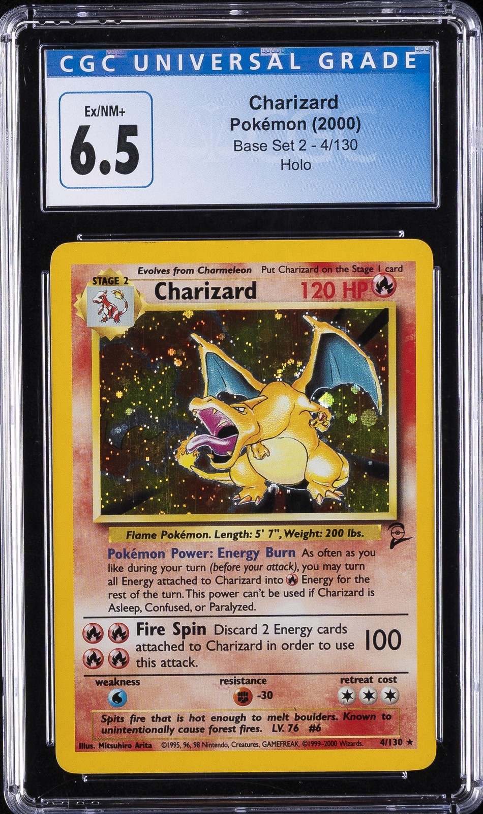 2000 POKEMON BASE SET 2 CHARIZARD CGC 6.5