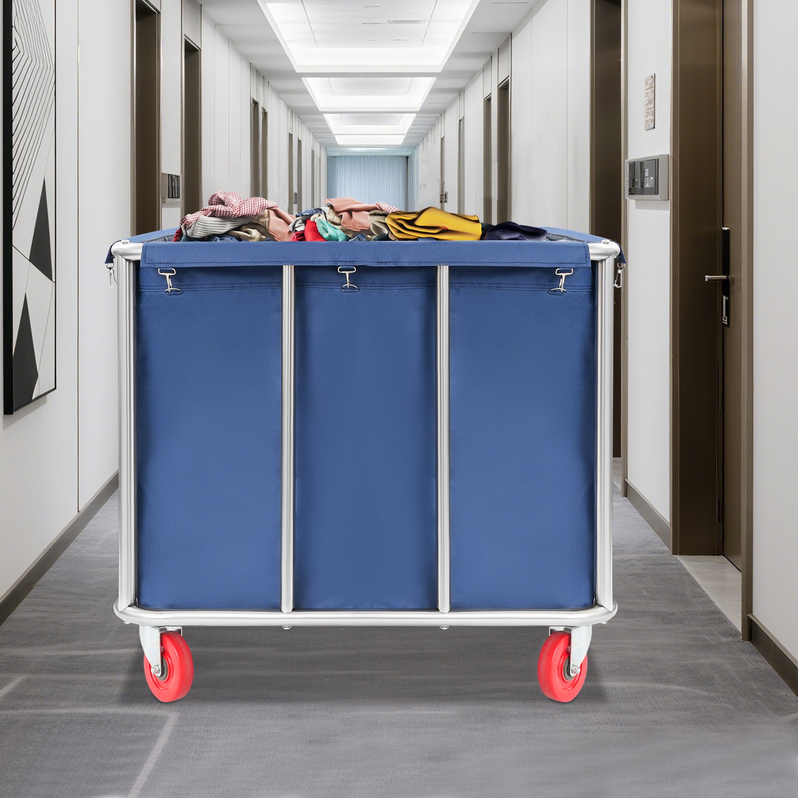 Commercial Laundry Cart Rolling Laundry Hamper for Home Hotels 260lbs Capacity