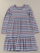 Levi  s Girls Large 14/16 Striped Long Sleeve Ruffle Hem Dress Blue Pink