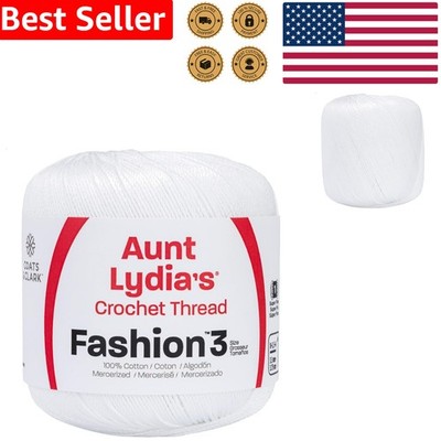 Fashion Crochet Thread White Size 3 Aunt Lydia's 150 Yards Cotton Lustrous