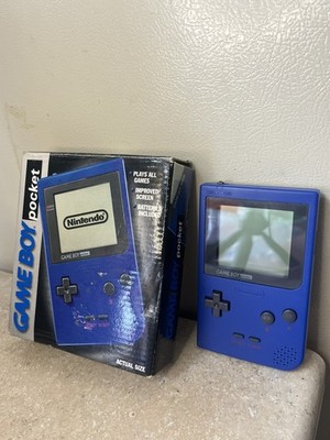 Nintendo Game Boy Pocket Blue Handheld System Console w/ Box- Works