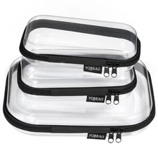 Clear Hard Shell Zipper Case 3 Pack Hard Plastic Bag Clear Travel Toiletry P
