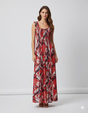 Womens Plus Size Curve Abstract Print Maxi Elasticated Dress Upto UK SIZE 22 P37