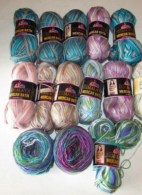 Wolle Paket, Himalaya Mercan Batik Microfaserwolle + andere, über 1,2 kg