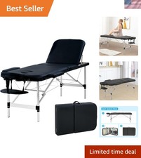 Black Massage Bed with Adjustable Height - Lightweight  Portable 26 lbs