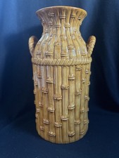 Vintage Mid Century Modern Bamboo Style Ceramic Umbrella Holder/Vase