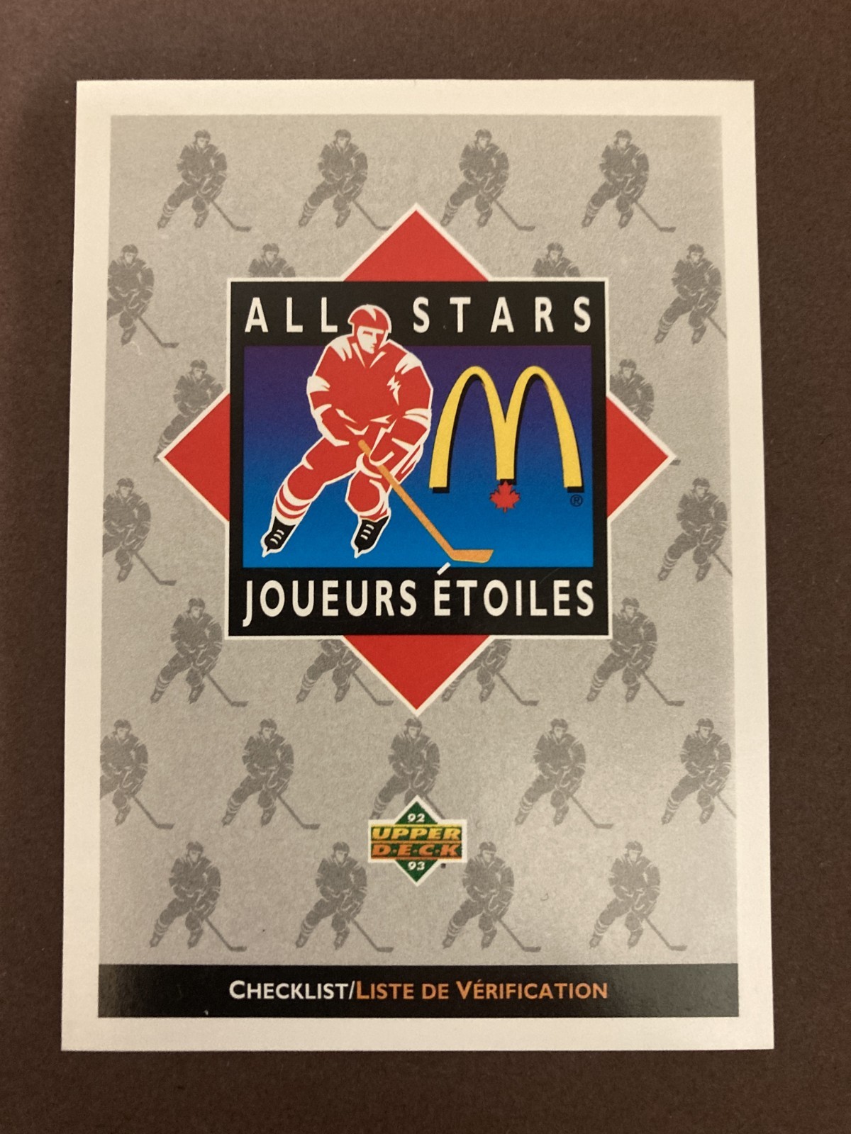1992-93 Upper Deck McDonald's UD All-Stars Checklist Set Break ##NNO