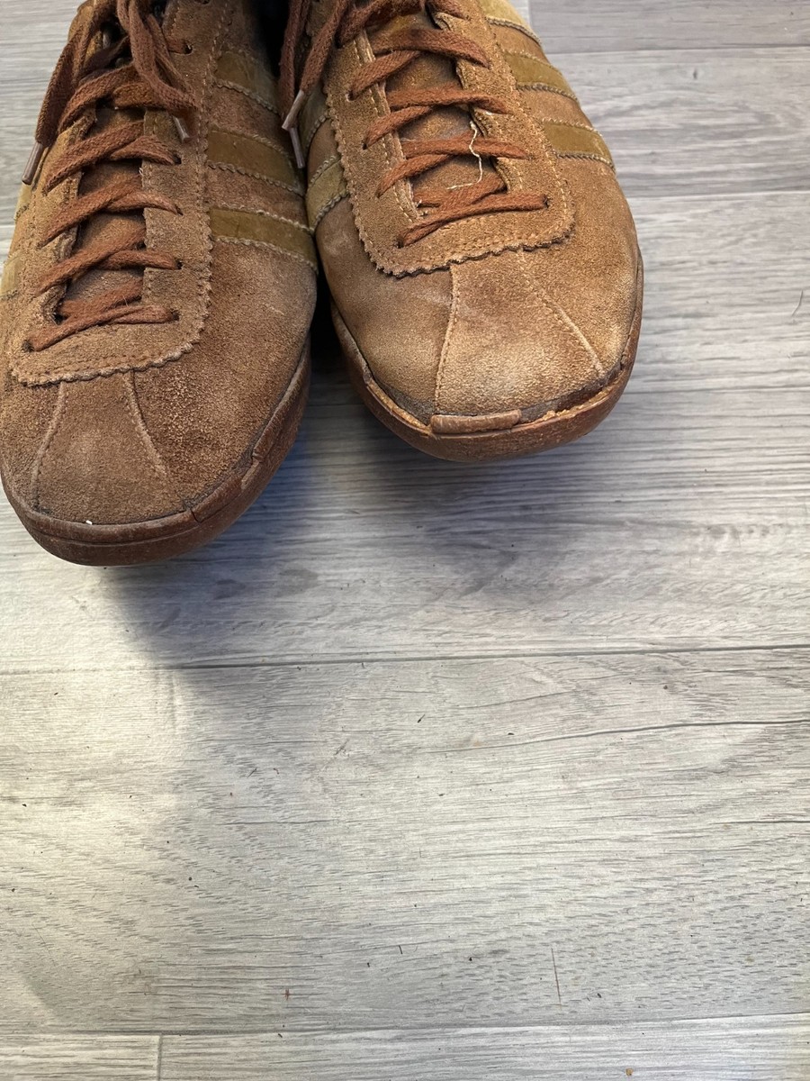 Vintage 80's Adidas tobacco brown suede low top sneakers, made in