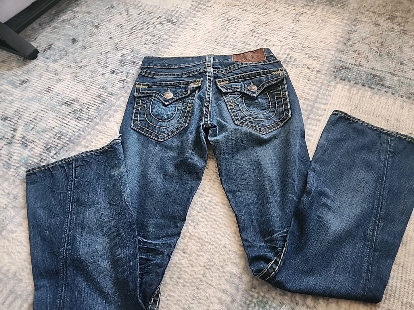 True Religion Joey Super T Jeans Size 29×36 Blue jeans thick stitch Men's 