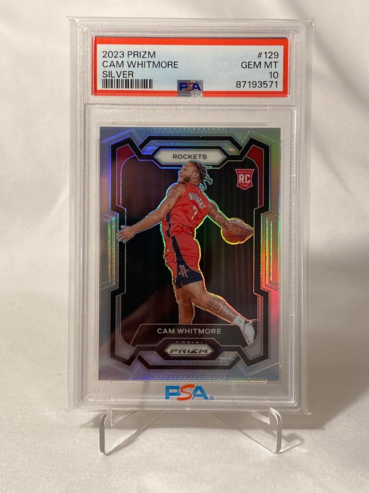 2023 PANINI PRIZM SILVER PRIZM #129 CAM WHITMORE ROOKIE RC PSA 10