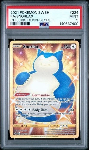 2021 Pokemon SWSH Chilling Reign Secret #224 FA Snorlax PSA 9 MINT