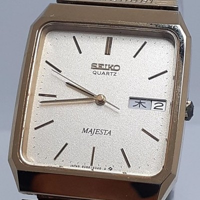 SEIKO MAJESTA TANK クォーツ ゴールド Seiko Majesta Tank Quartz Two-Tone Gold Dial 32mm Vintage Men's