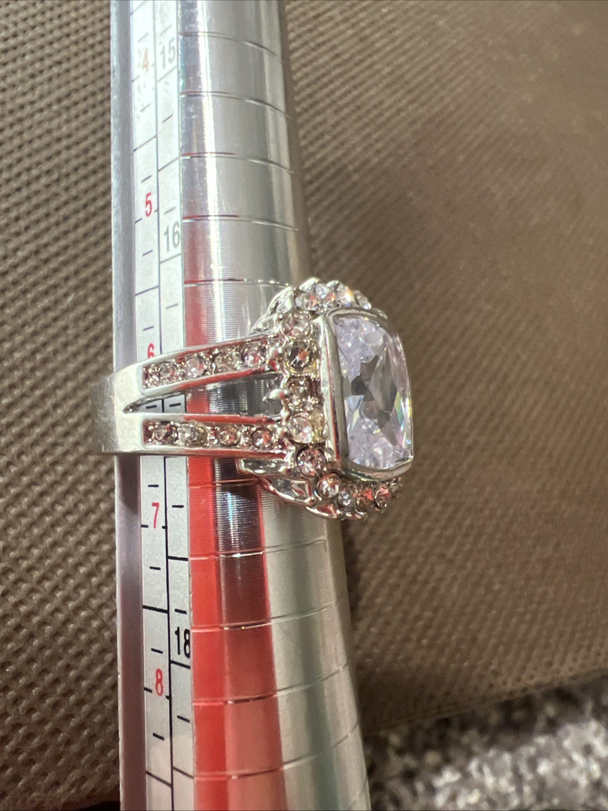 Vintage Large Clear Stone Statement Ring Sparkly … - image 5