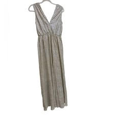 🌟 Lulus All That Shimmers Is Gold Light Gold Maxi Dress Women’s Medium