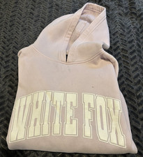 White Fox Women s Pink XS/S Pullover Hoodie Logo Graphic Pockets Fleece