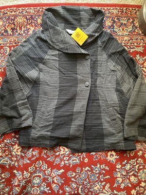 Mao Mam Thailand Black Gray Checked Jacket Women's Size Large NWT