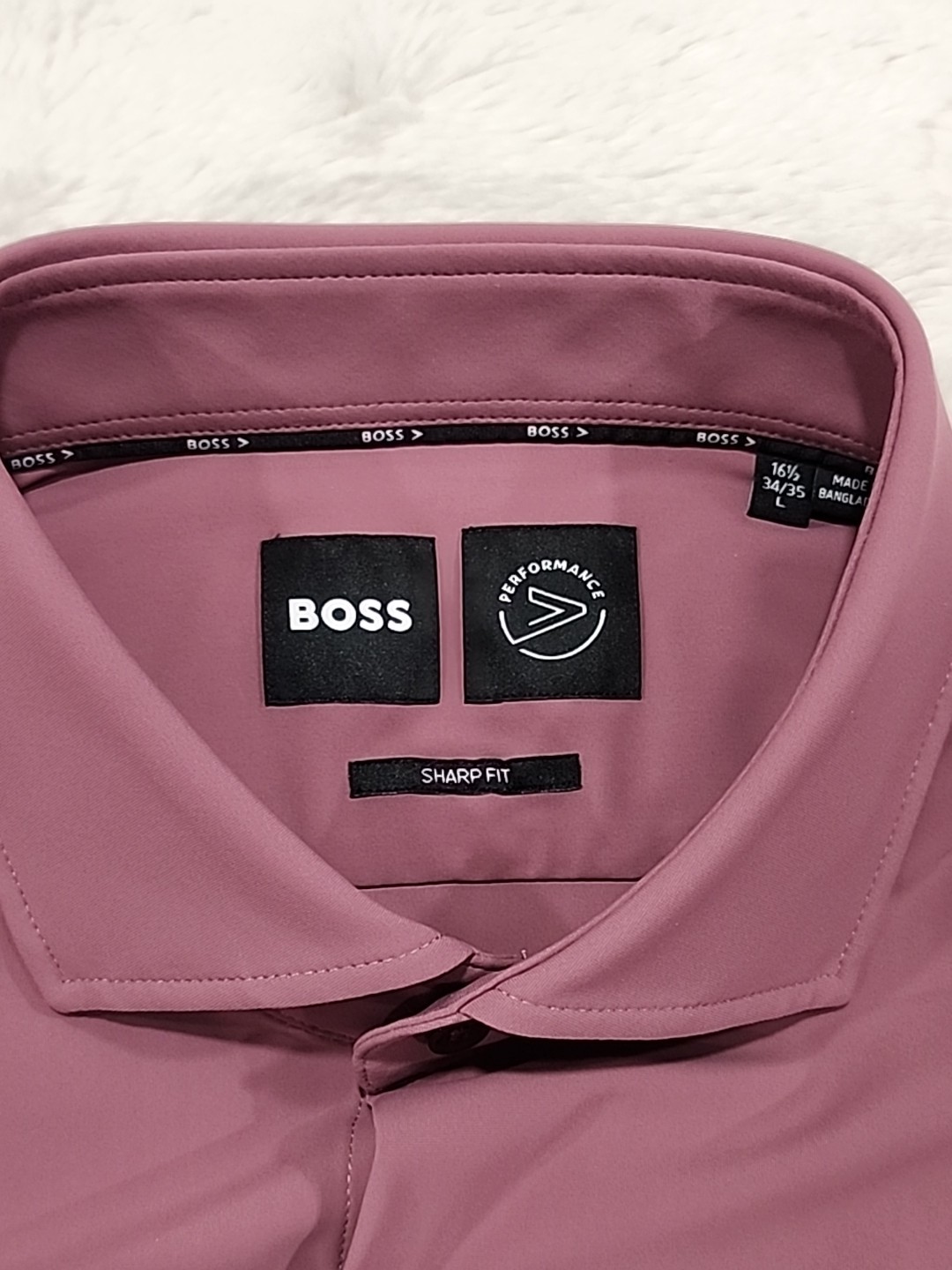 Hugo Boss NWT Boss Performance Shirt Mens L Lavender Long-sleeve Sharp Fit New thumbnail 3