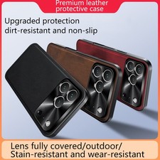 For iPhone 17 Pro Max Air 17e 16 15 14 13 12 11 PU Leather Back Slim Phone Case