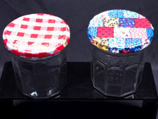 Bonne Maman Jelly Jar Glasses 3.5" France Jam Jar Pair w/ Metal Lids