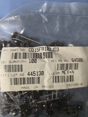 New Cornell Dubilier Mica Capacitors - CD15FA102J03 - 1000PF 100V 5% - 100pieces