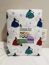 Peanuts Snoopy Woodstock QUEEN Sheet Set Puffer Jacket Christmas NEW