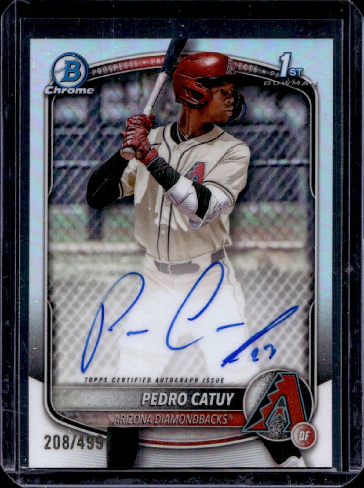 2025 Bowman Chrome Pedro Catuy Auto Refractor 1st #208/499 Diamondbacks