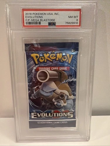 Blastoise Evolutions Booster Pack PSA 8 Graded Brand New In Case Rare !