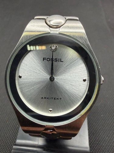 Fossil Arkitekt  Silver Stainless Steel Watch Silver Dial  Might Need Batteries
