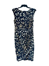 Calvin Klein Dress Womens Size 6 Leopard Print Sleeveless Belted Sheath MIS BELT