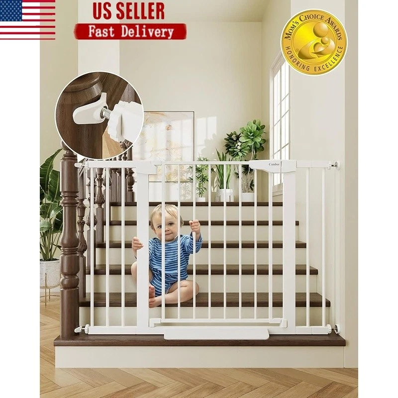 Durable Metal Safety Gate Kids & Pets Double Lock Pressure Mounting System New