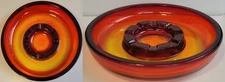 L.E. SMITH Vtg MCM Mid Century Modern AMBERINA (10-3/8") Art Glass CIGAR ASHTRAY