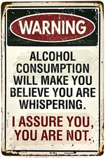 TIN SIGN 8x12 Funny warning alcohol liquor beer bar man cave whispering tiki B20