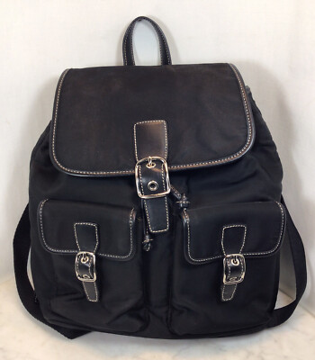 バッグ OLD COACH nylon leather BOSTON BAG Vintage COACH Black Nylon Leather Trim Backpack Bag 4290 | eBay