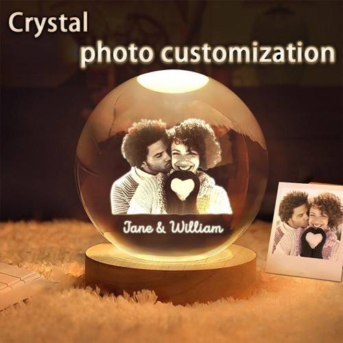 Luce Notturna LED Foto Cristallo Personalizzata Regalo per Matrimonio, Animali, Mamma - Foto 21 di 24