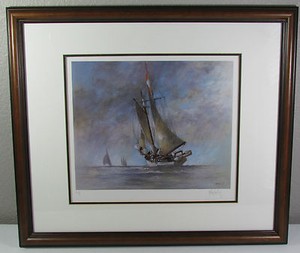 John-Kelly-Ketch-Sailboat-Hand-Signed-Framed-Artists-Proof-COA-Edition-500