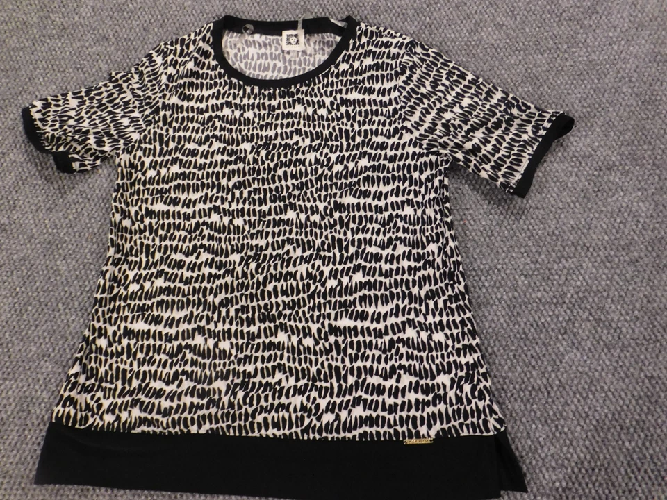 Camisa Anne Klein Mujer Pequeña Negra Elástica Pullover Foto 3 de 4