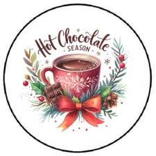 HOT CHOCOLATE COCOA SEASON CHRISTMAS ENVELOPE SEALS LABELS STICKERS PARTY FAVORS
