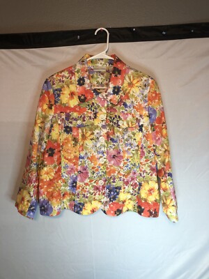 Women s Draper s & Damon s Petites Floral Jacket/Blouse Size PXL