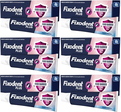 6 x Fixodent Plus Dual Food Barrier Protection Prothesen Haftcreme 40g