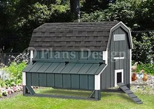5'x6' Chicken Coop Plans, Gambrel / Barn  Roof Style Design 90506MB