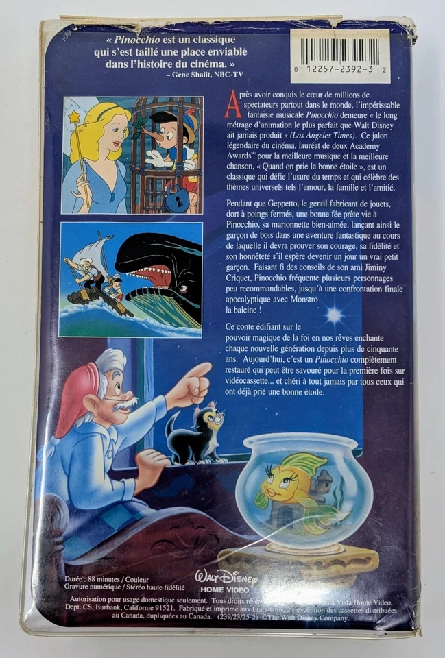 Pinocchio VHS (1940) - NTSC - French - Good (Tested) - Image 2 of 4