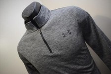 Under Armour Zip Neck Golf Jacket HeatGear Loose Marled Gray Mens Size Small