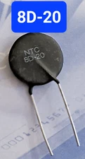 2PCS NTC 8D-20 Power Thermistor Circuit Protection 8 Ohm, 6 Amp, 20mm Disc, USA