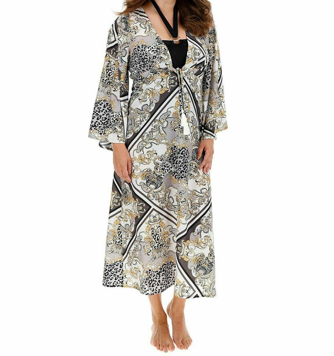 Joanna Hope Kaftan Dress Size 14 Chain Print Beach Swimwear Cover Up Kimono New