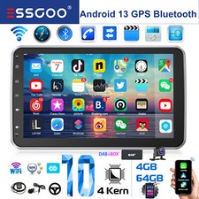 10" Android 14 DAB+ Autoradio GPS Navi Carplay 1DIN 360° Drehbar Bildschirm WiFi